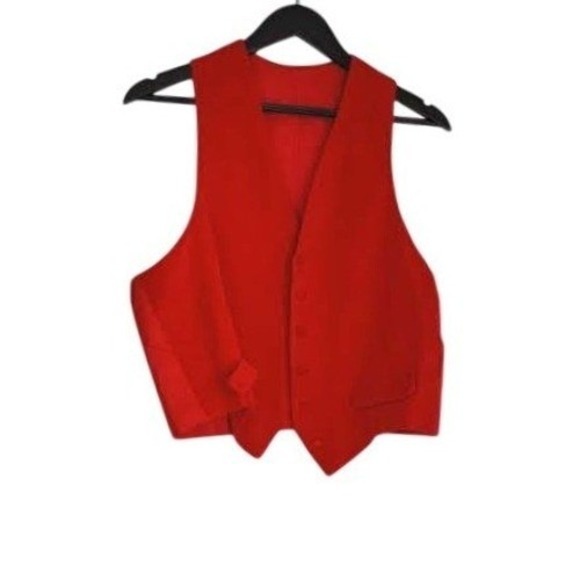 Jackets & Blazers - Y2K Red Velvet Button Front Statement Vest Sleeveless Top